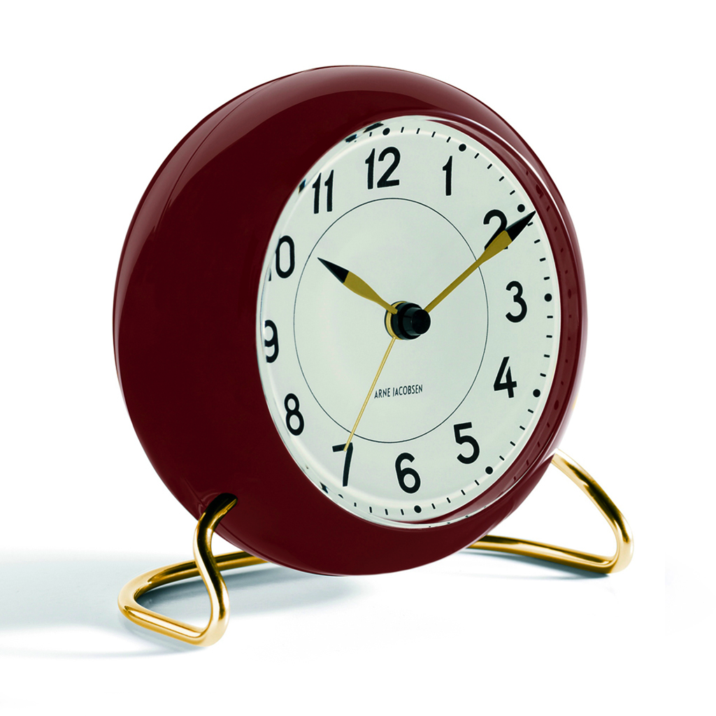 Station Alarm Clock Burgundy of Arne Jacobsen