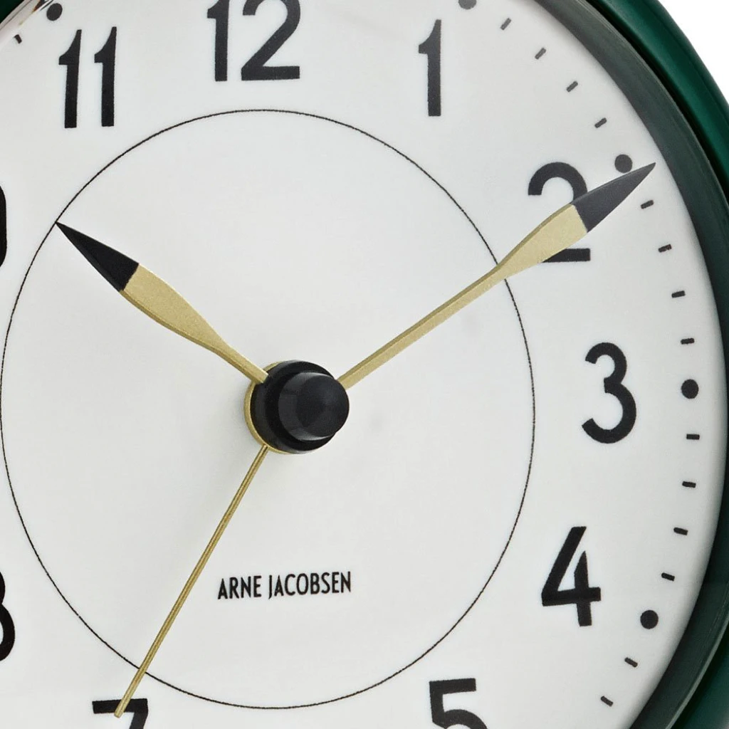 Station Alarm Clock Racing Green of Arne Jacobsen