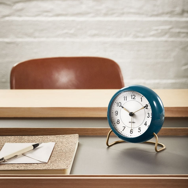 Station Alarm Clock Petrol Blue of Arne Jacobsen