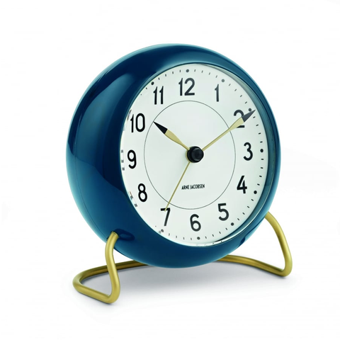 Station Alarm Clock Petrol Blue of Arne Jacobsen