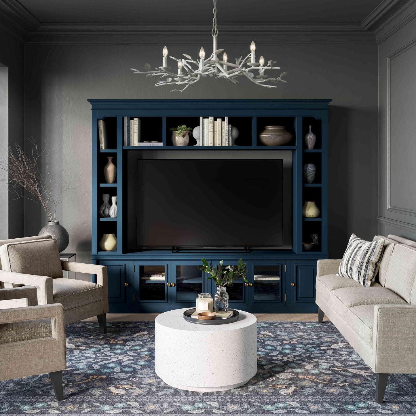 Tov Furniture Virginia Blue Entertainment Center 55-inch TV