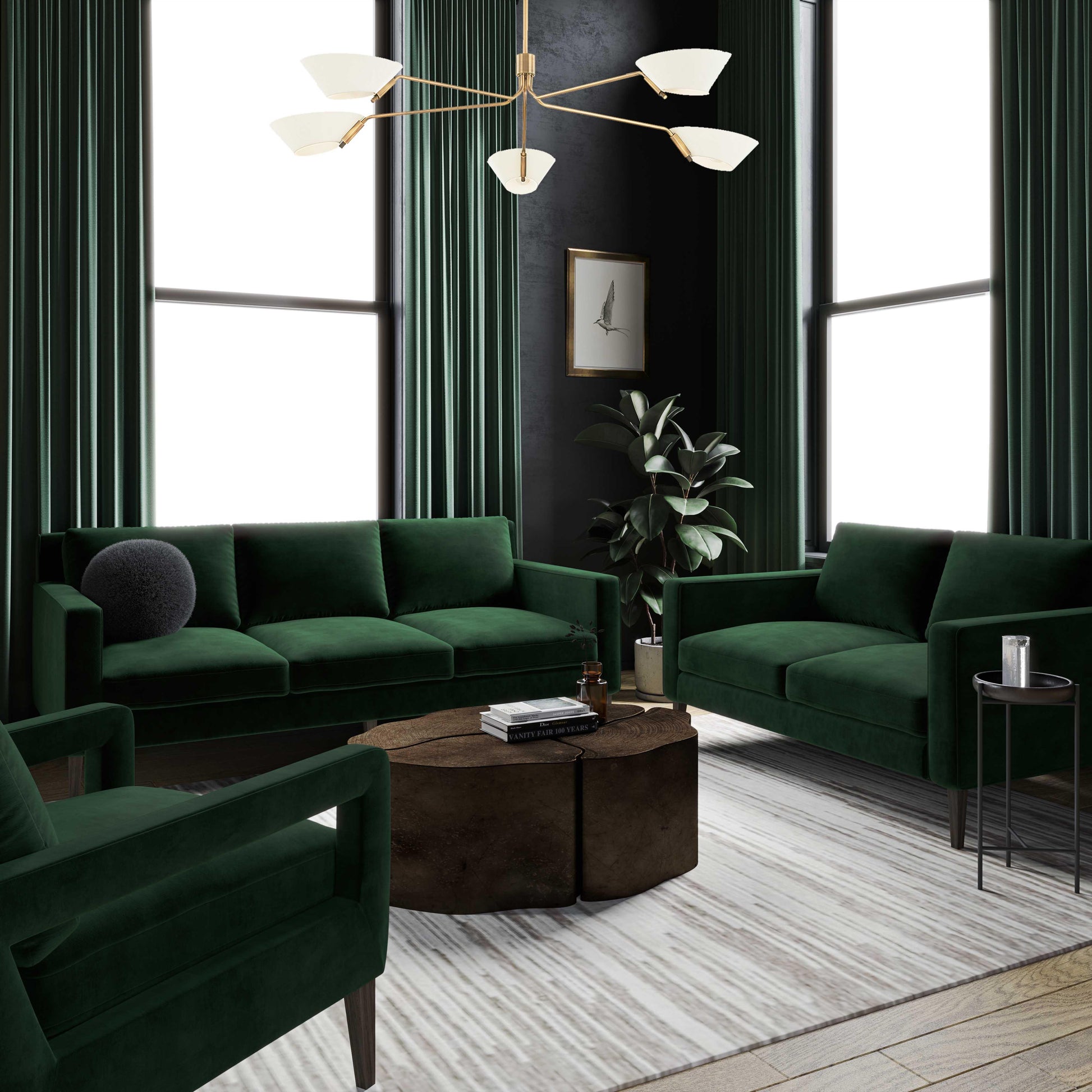 Tov Furniture Luna Emerald Green Accent Chair