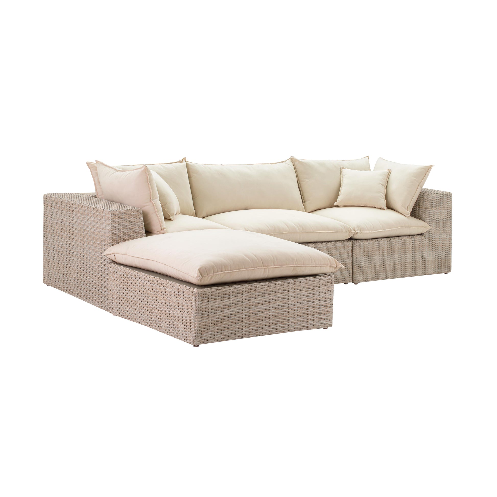 Tov Furniture Cali Natural Wicker Outdoor Modular Sectional