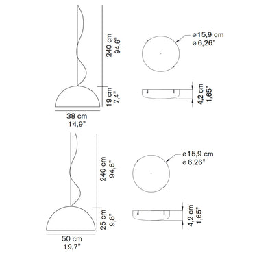 Sonora 408 Metal Suspension Lamp by Oluce