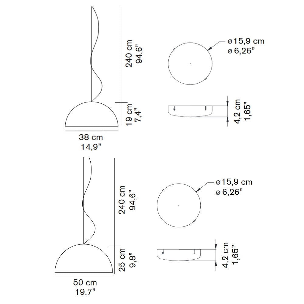 Sonora 437 Metal Suspension Lamp by Oluce