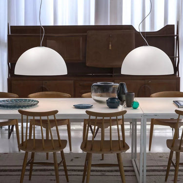 Modern opal glass hanging lamp for living room by Oluce Sonora 438