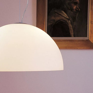 Opaline glass suspension lamp Sonora 411 by Italian designer Oluce with dimmer