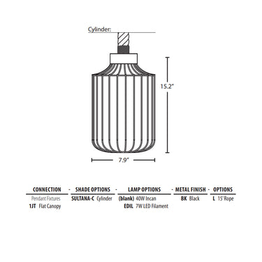 Besa Lighting Sultana Cylinder Pendant Light