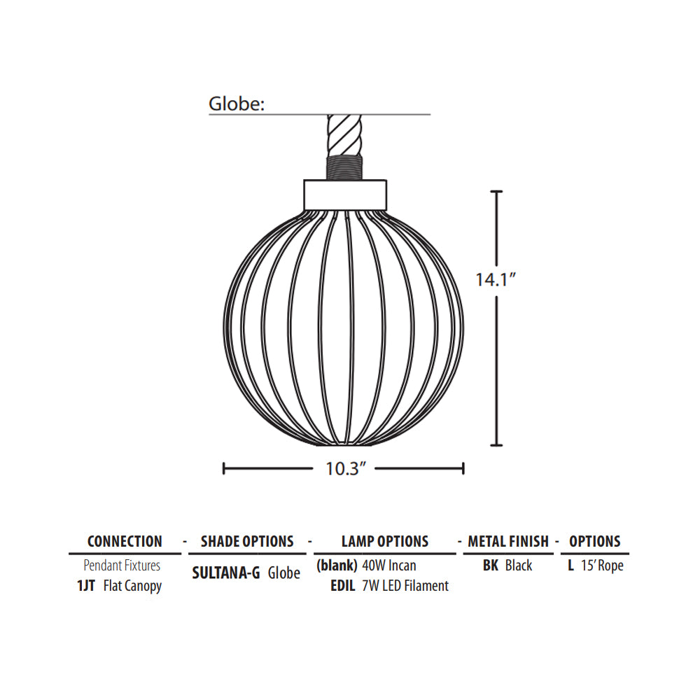 Besa Lighting Sultana Globe Pendant Light