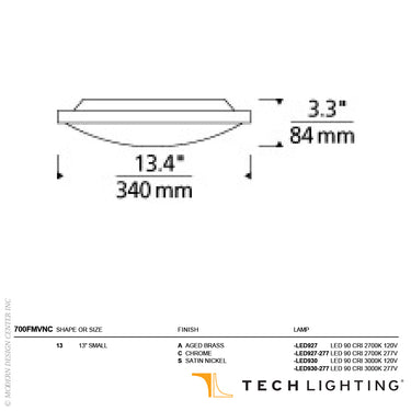 Vance 13 Inch LED Flush Mount Ceiling Light by Visual Comfort Modern