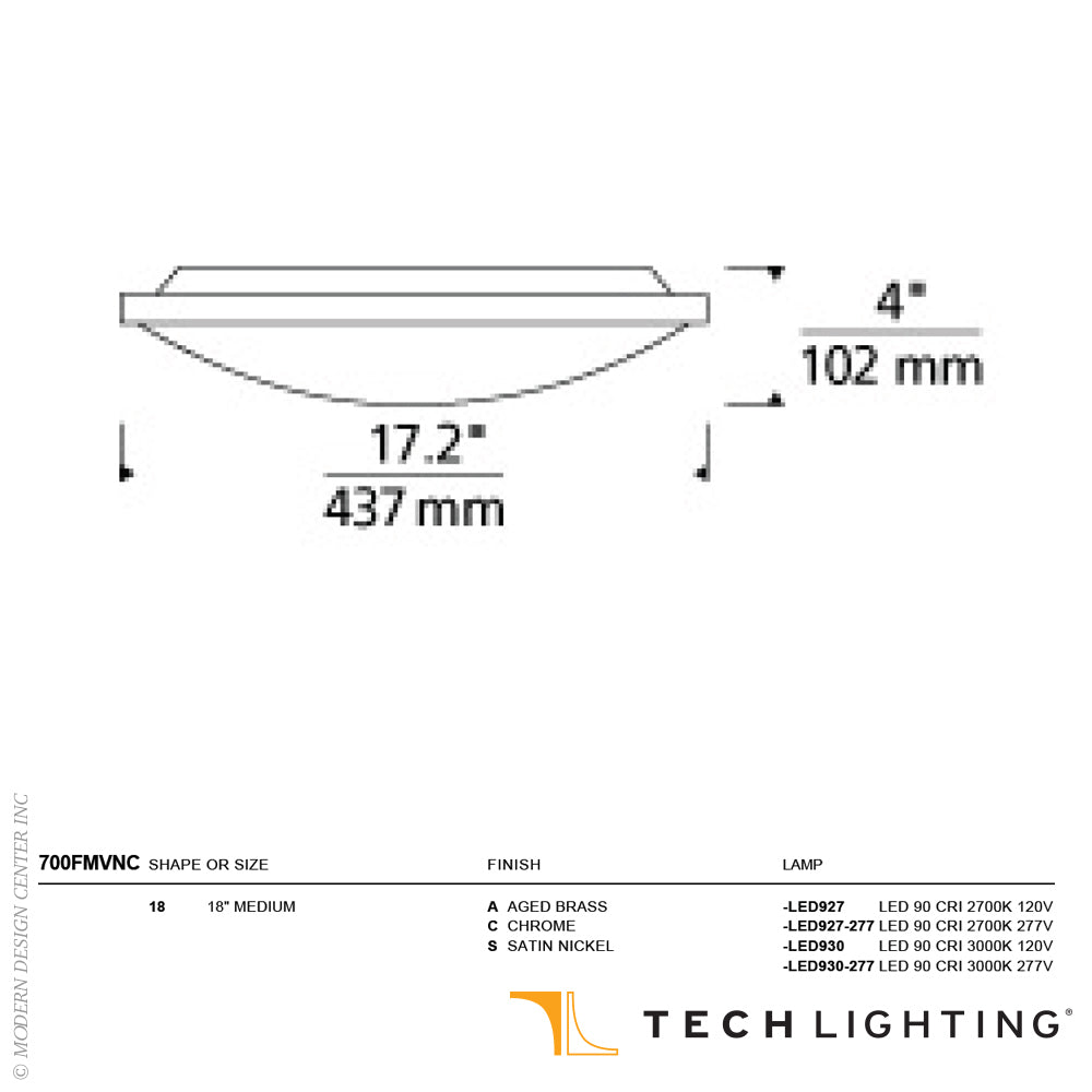 Tech Lighting Vance 18 LED Ceiling