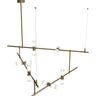ModernRail 48 inch LED chandelier in aged brass with glass orbs by Visual Comfort