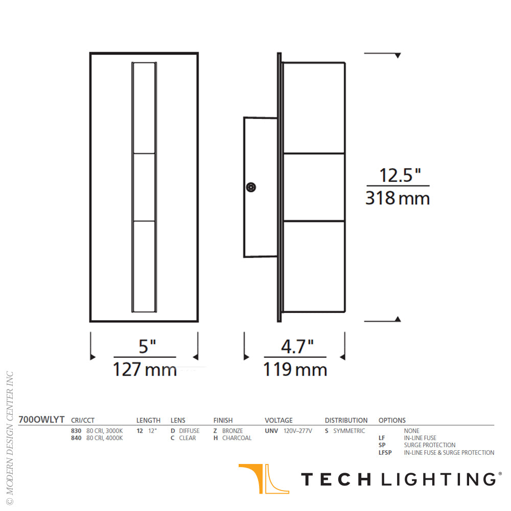 Tech Lighting Lyft 12 LED Outdoor Wall Sconce