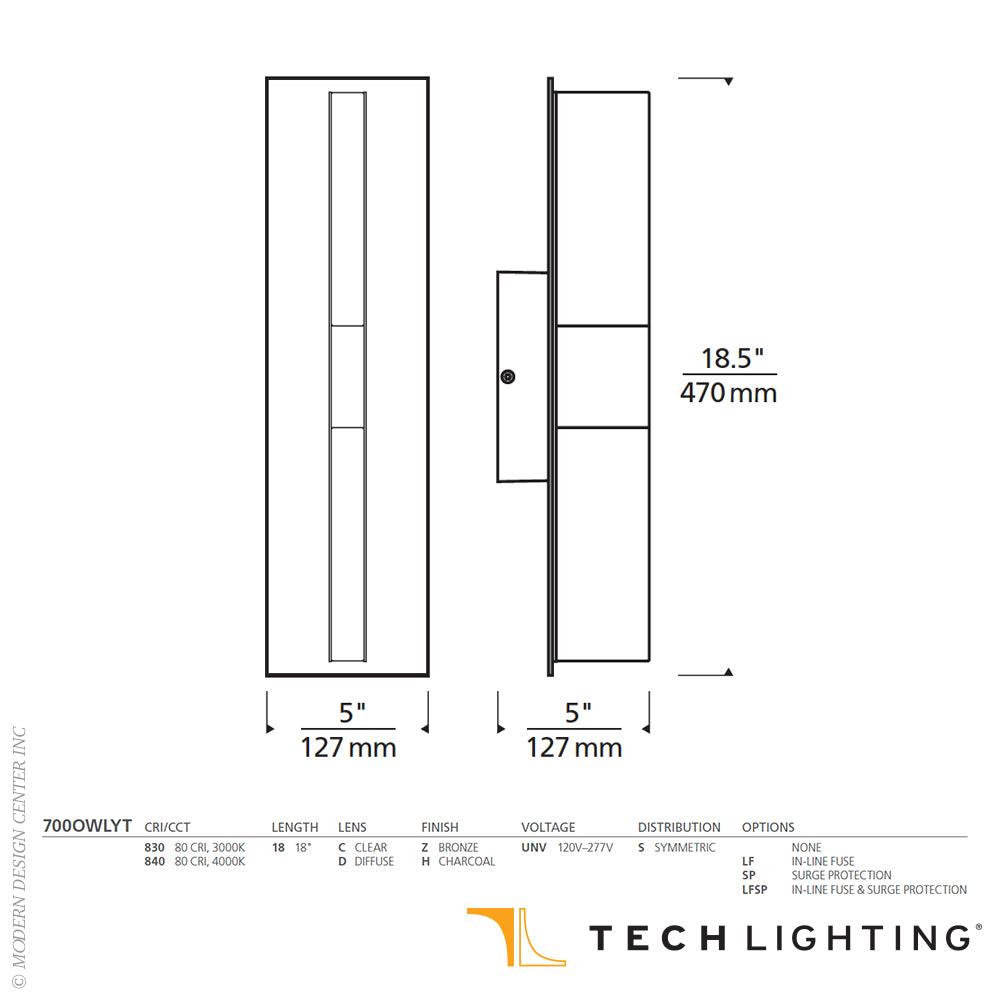 Tech Lighting Lyft 18 LED Outdoor Wall Sconce