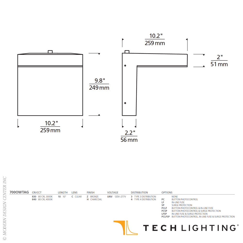 Taag 10 LED Outdoor Wall Sconce | Visual Comfort Modern