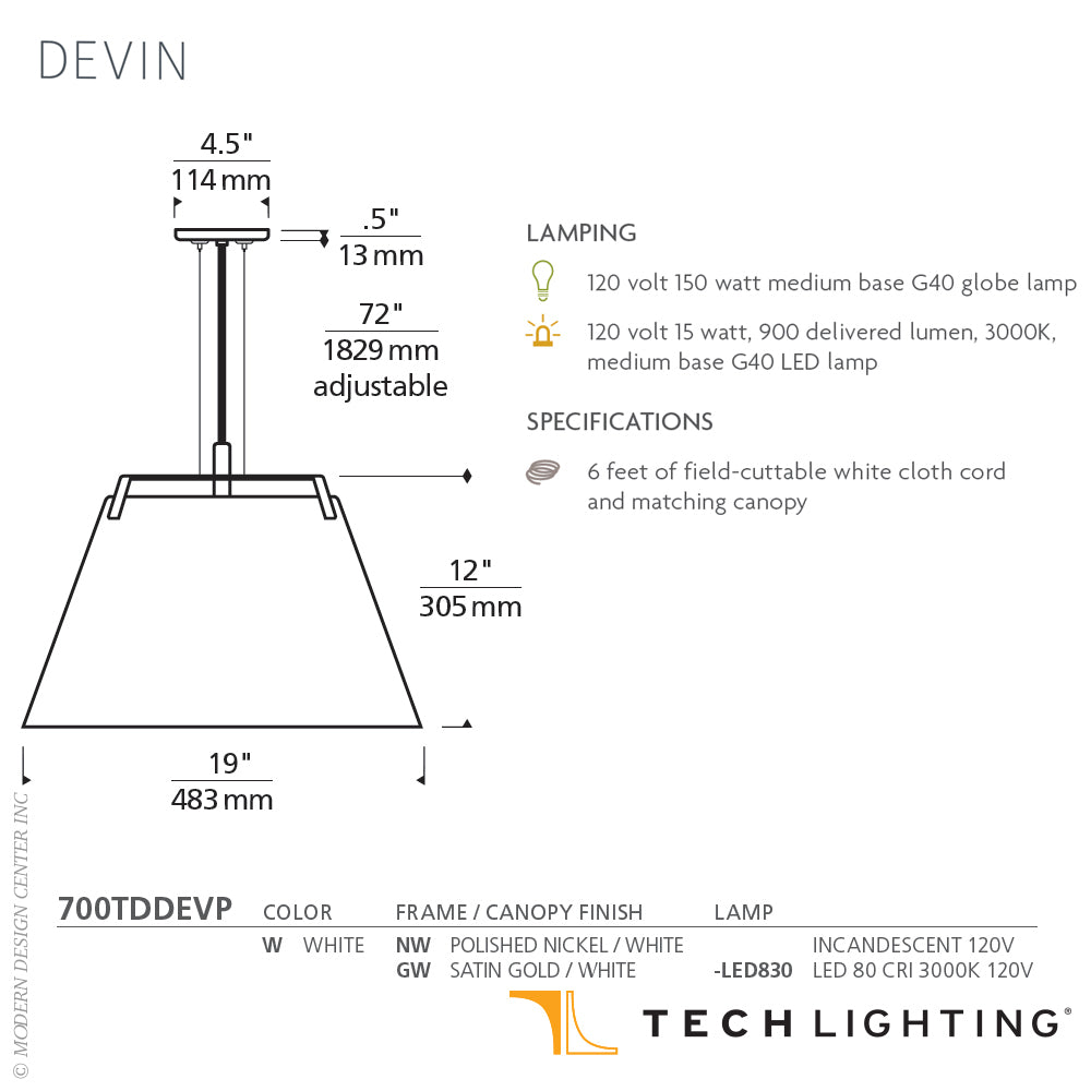 Tech Lighting Devin LED Pendant