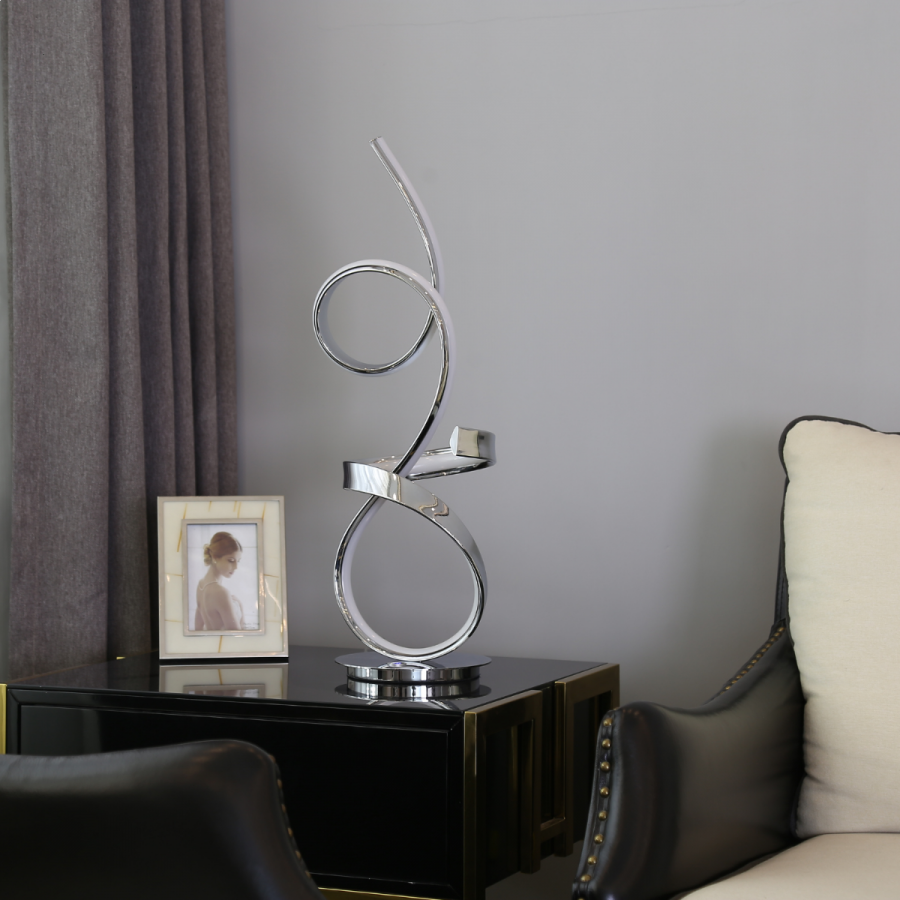 Finesse Decor Amsterdam Chrome Table Lamp - LED Strip and Touch Dimmer