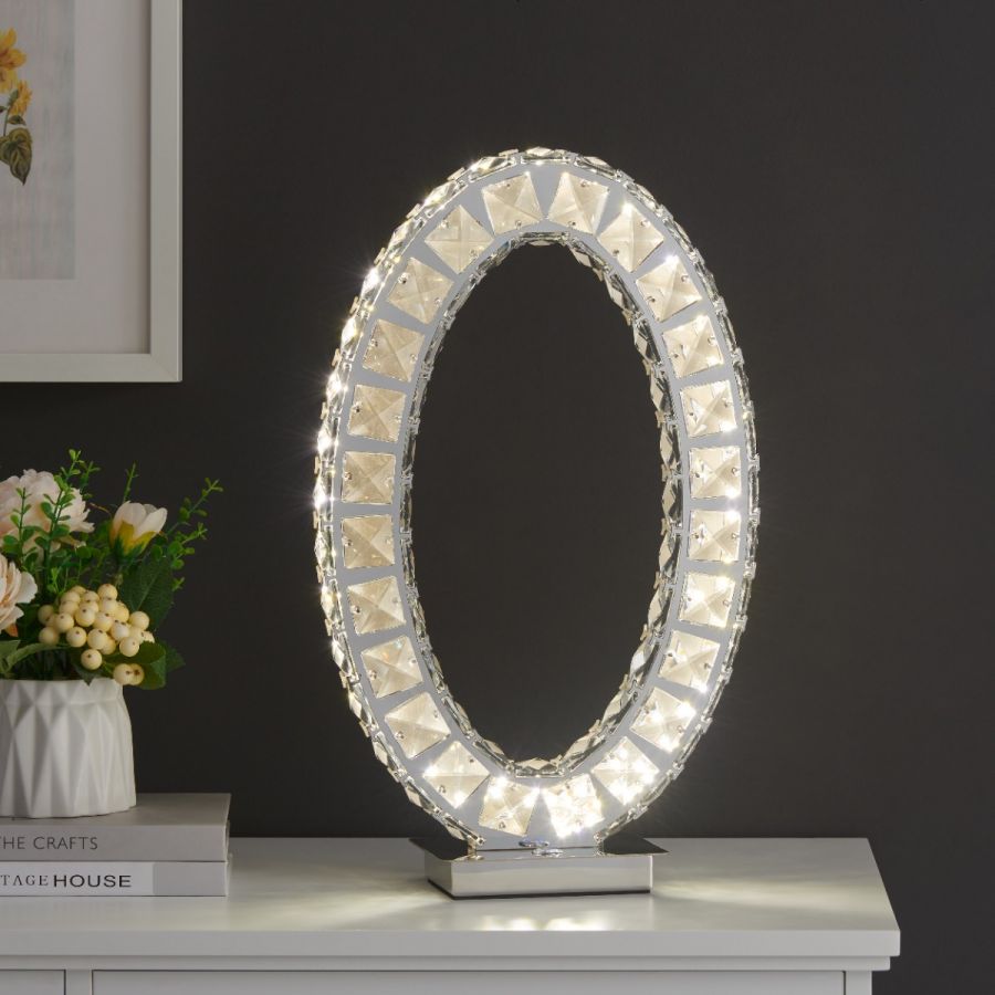 Finesse Decor Oval Crystal Extravaganza Table Lamp - Led Strip