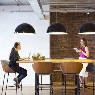 LED dome pendant with matte interior and gloss finish for residential and commercial ceilings