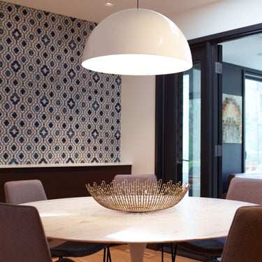 Large 24 Inch dome ceiling light by Visual Comfort Modern, ideal for kitchen islands and open-concept spaces