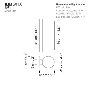 Santa & Cole TMM Largo Wall Lamp
