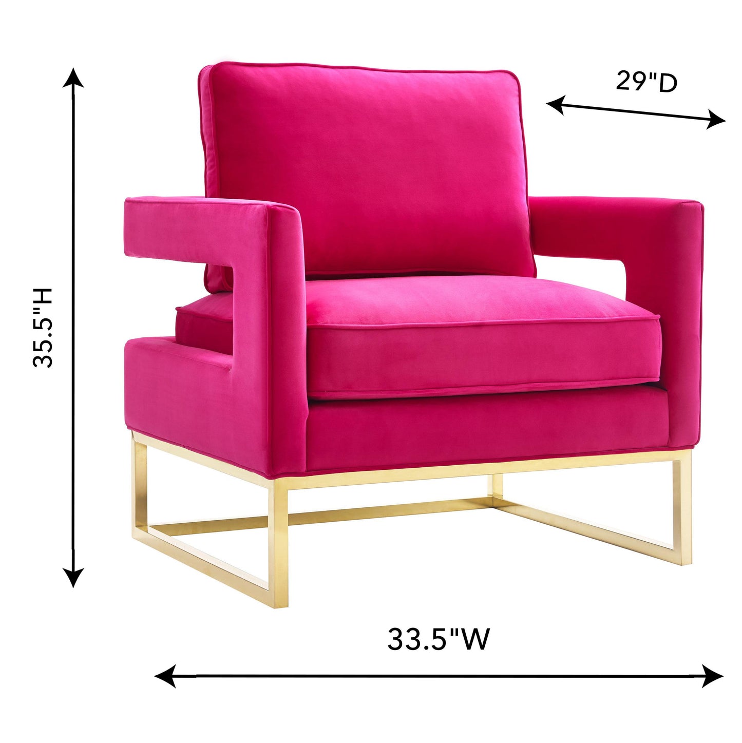 Tov Furniture Avery Pink Velvet Chair With Polished Gold Base