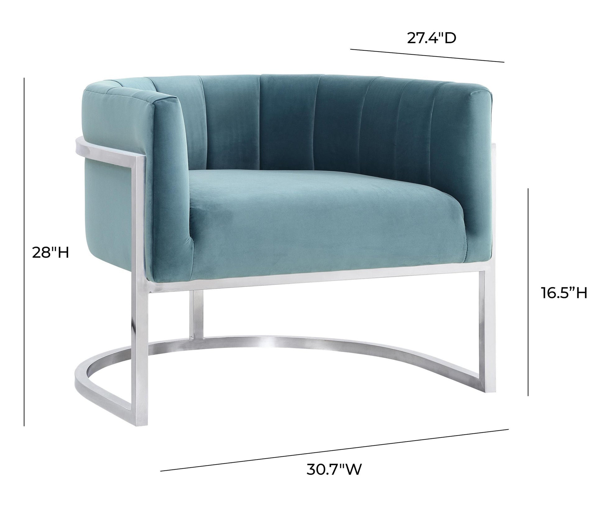 Tov Furniture Magnolia Sea Blue Chair with Silver Base