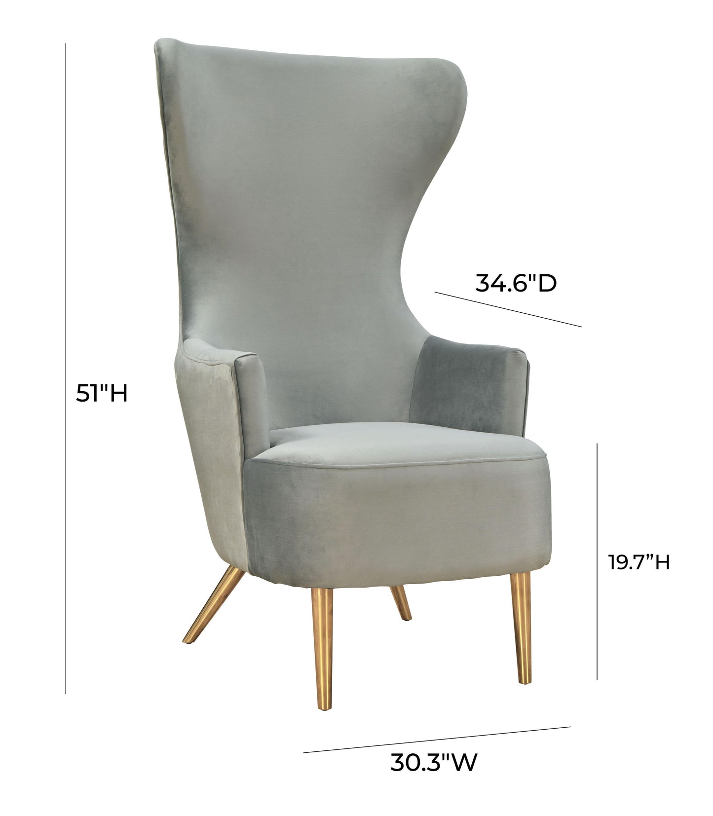 Tov Furniture Julia Grey Wingback Chair