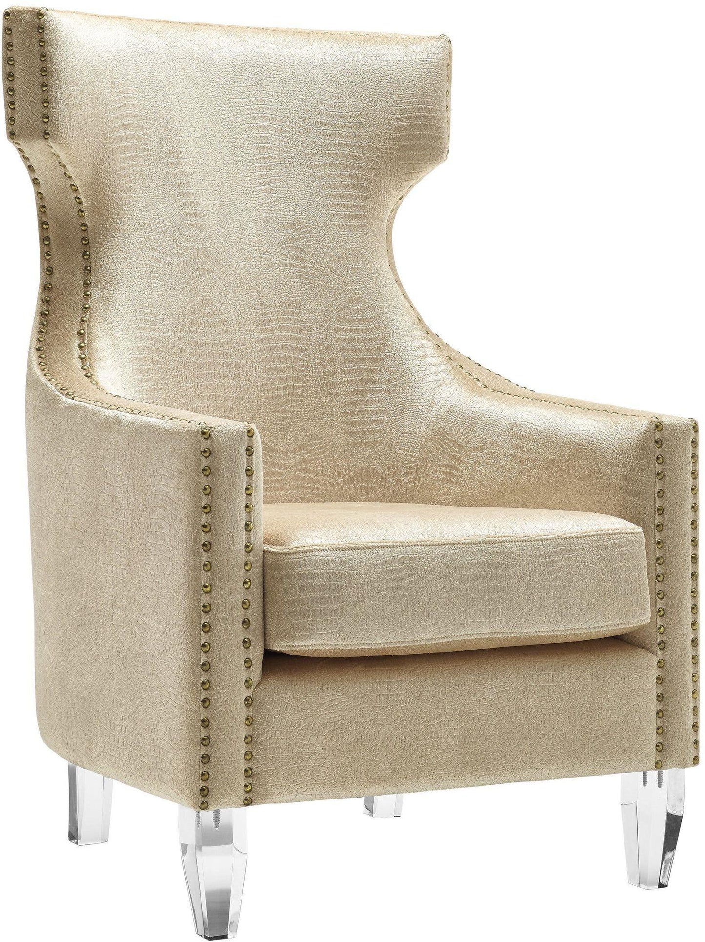 Tov Furniture Gramercy Gold Croc Velvet Wing Chair