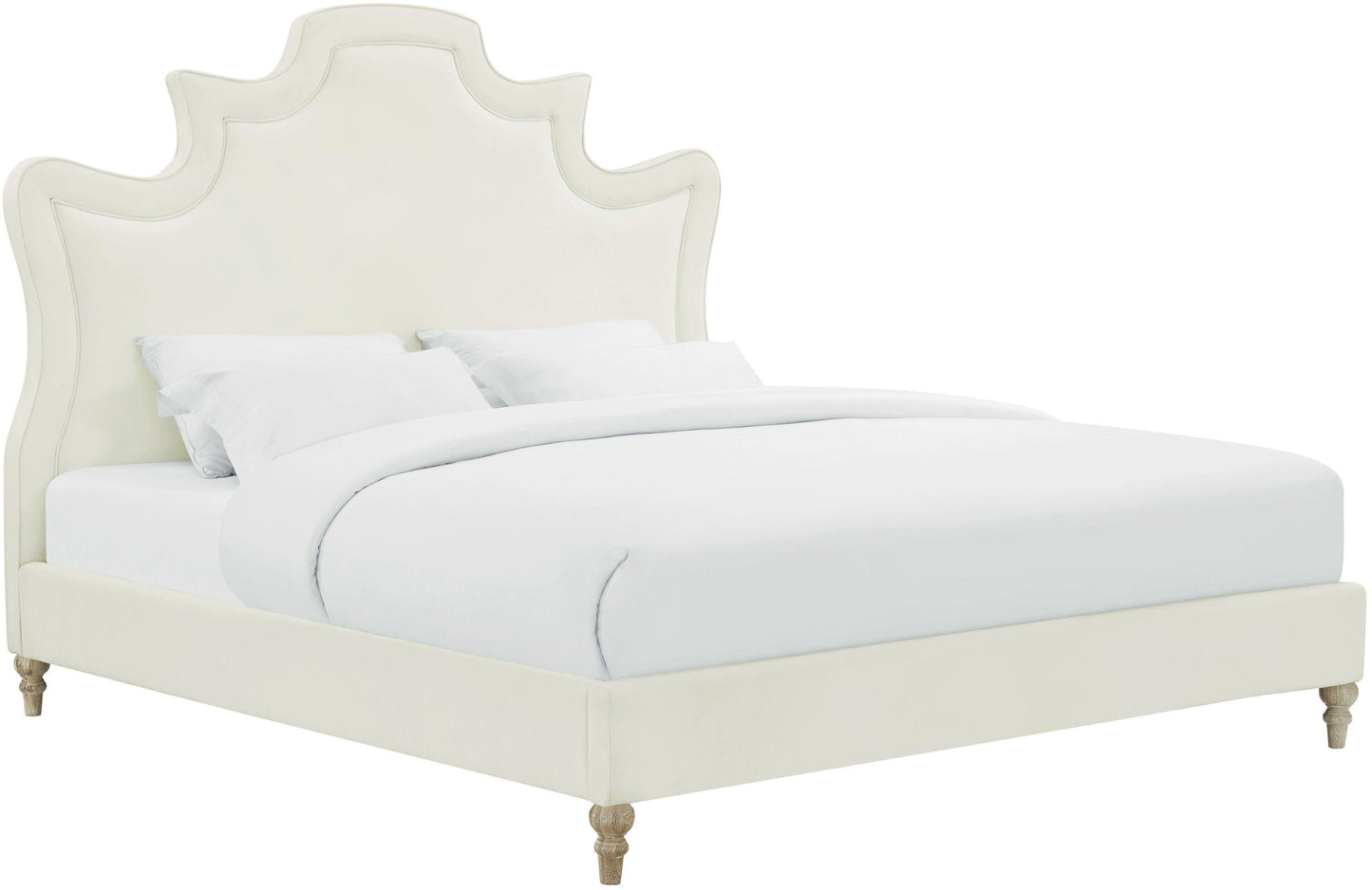 Tov Furniture Serenity Cream Velvet Bed Queen