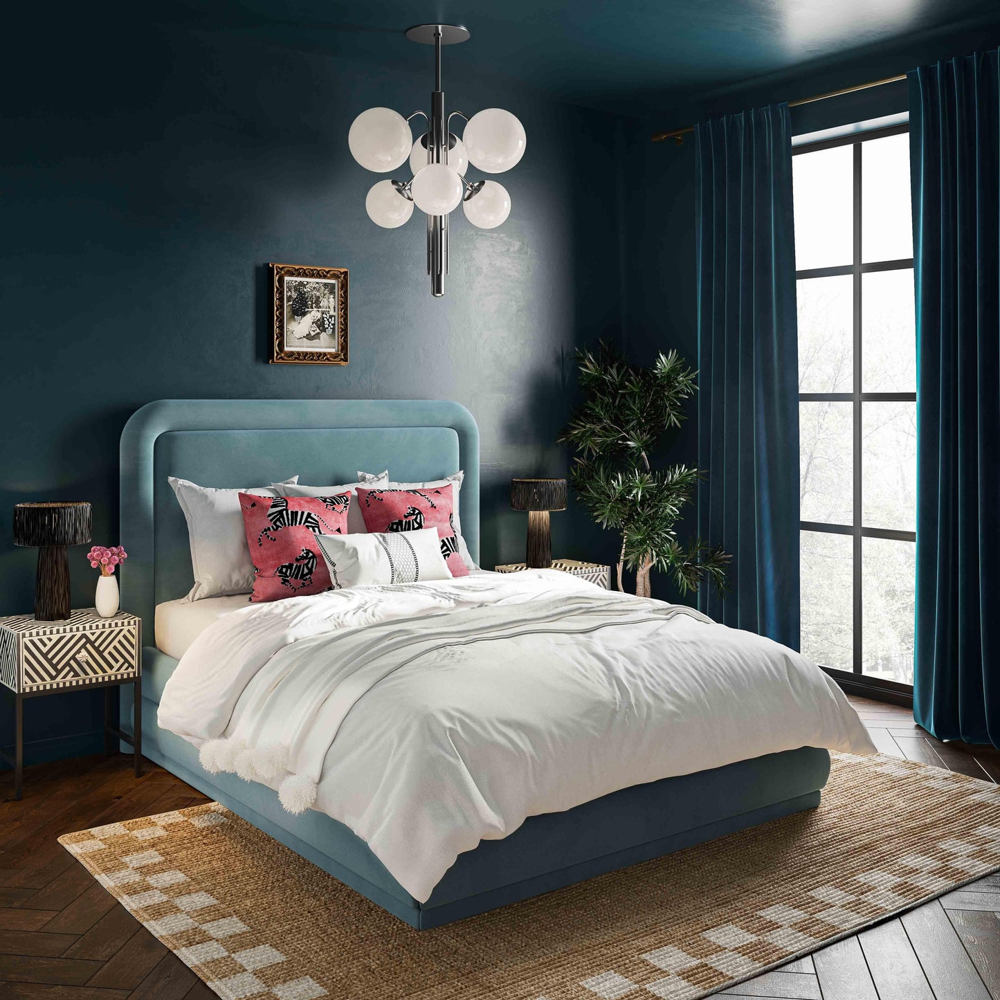 Tov Furniture Briella Bluestone Velvet King Bed