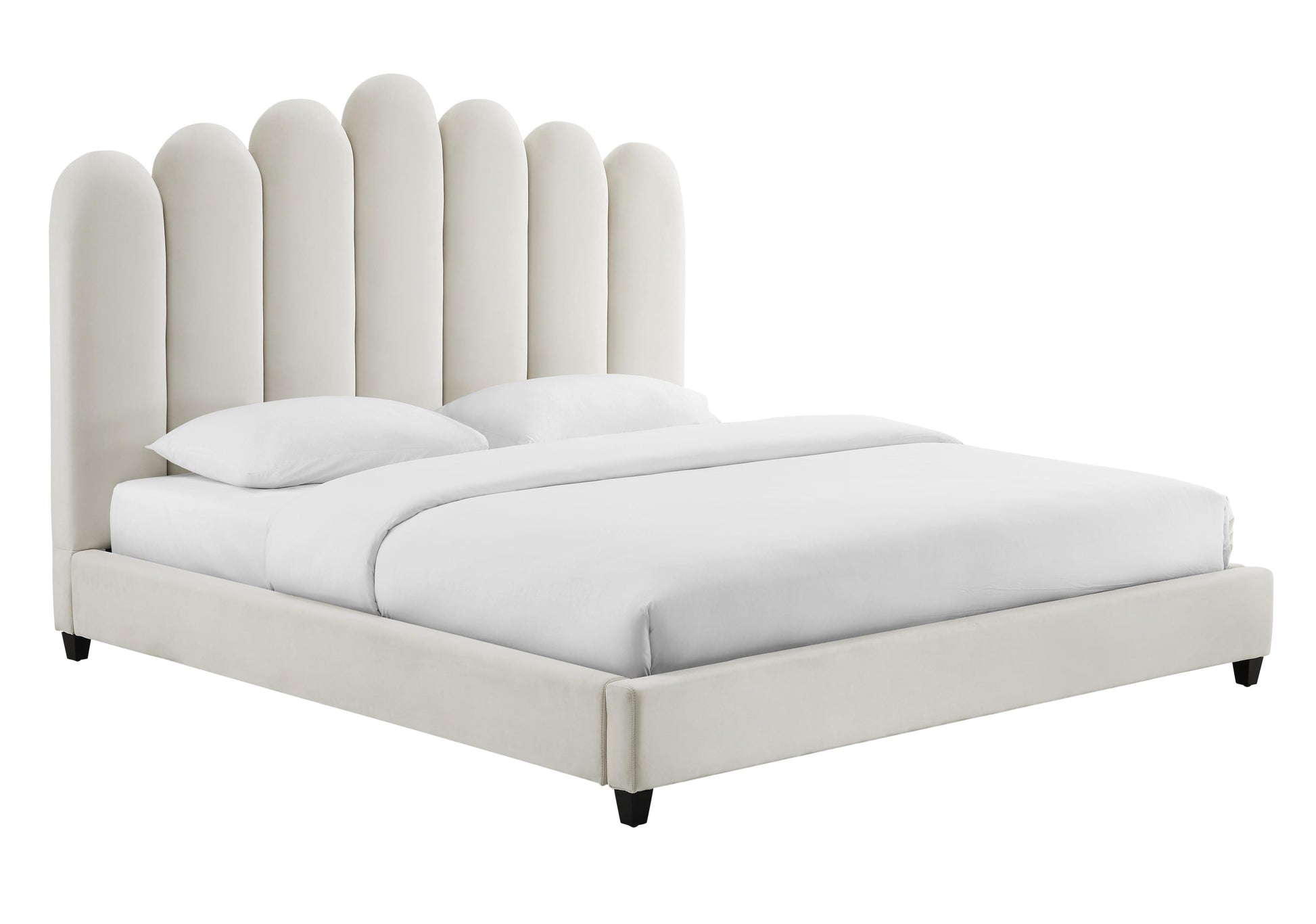 Tov Furniture Celine Cream Velvet Bed Queen