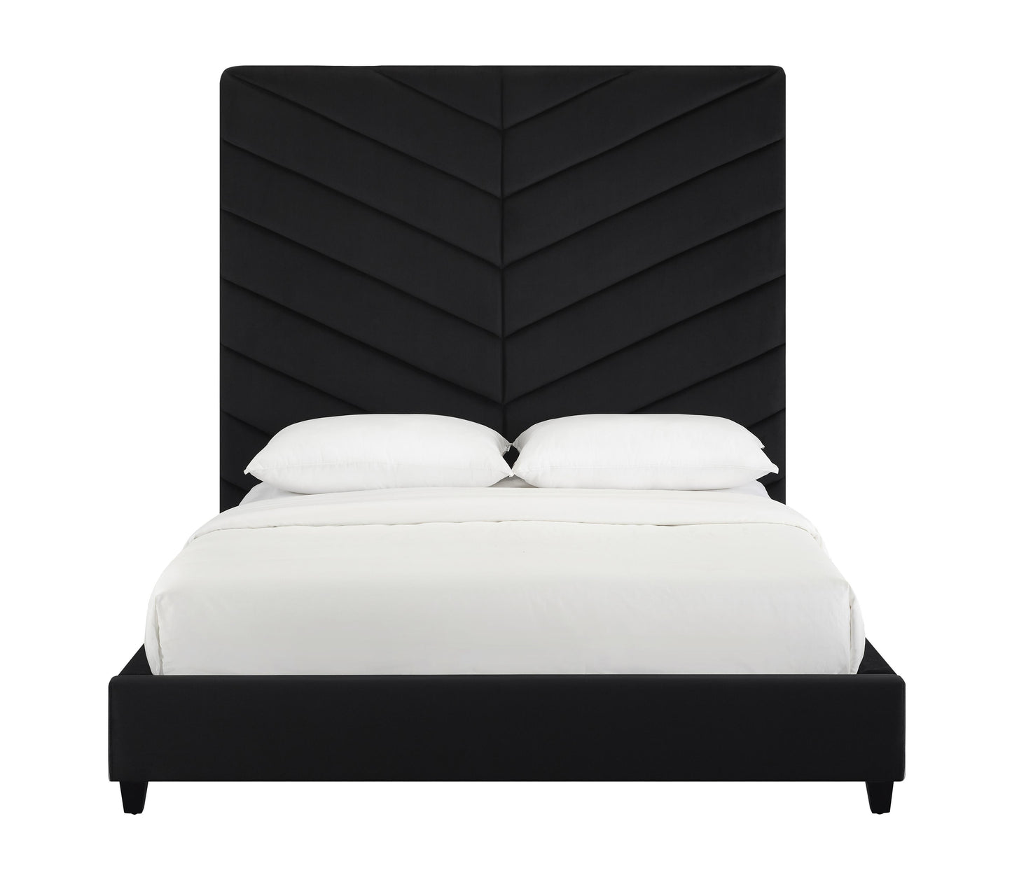 Tov Furniture Javan Black Velvet Bed King