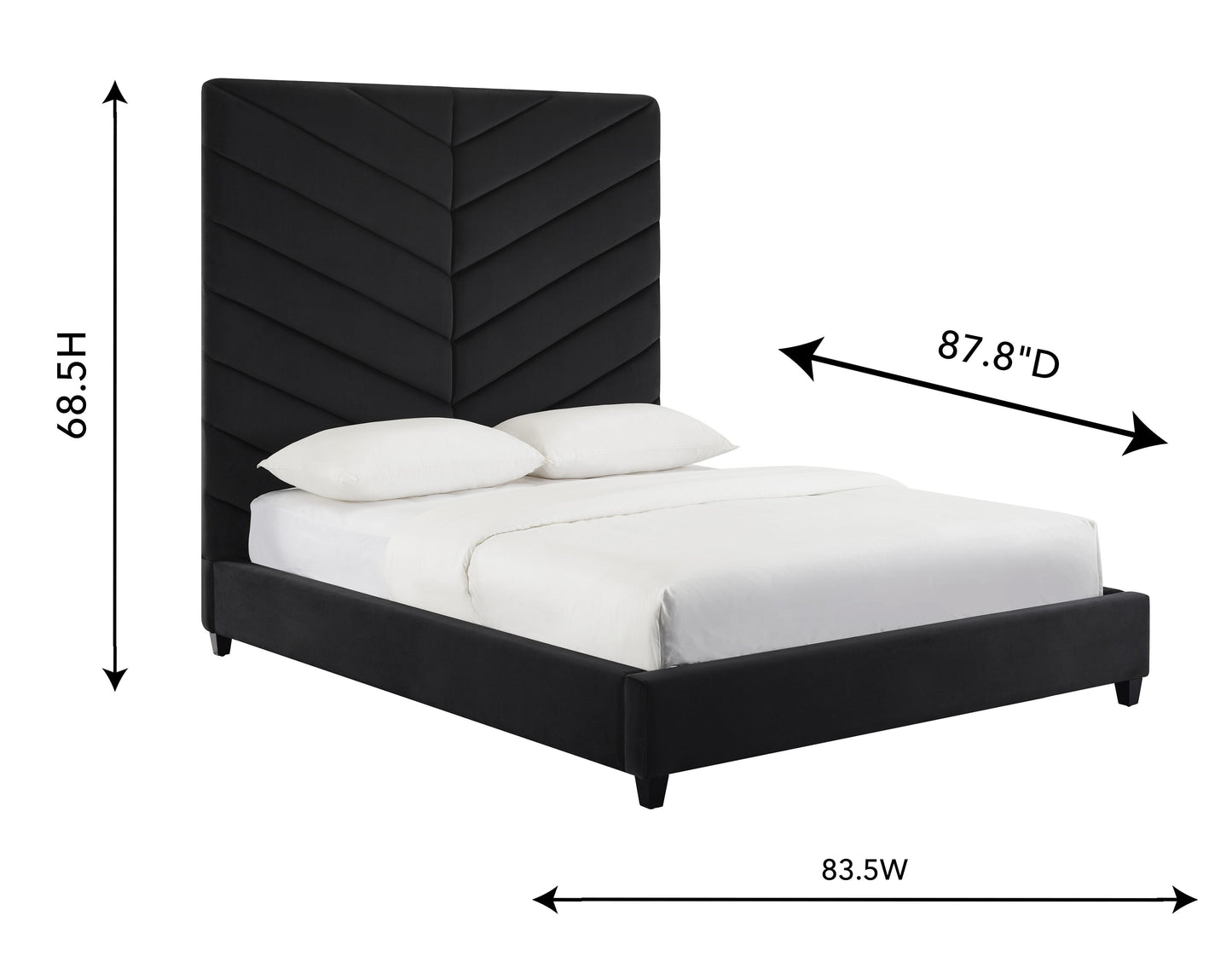 Tov Furniture Javan Black Velvet Bed King