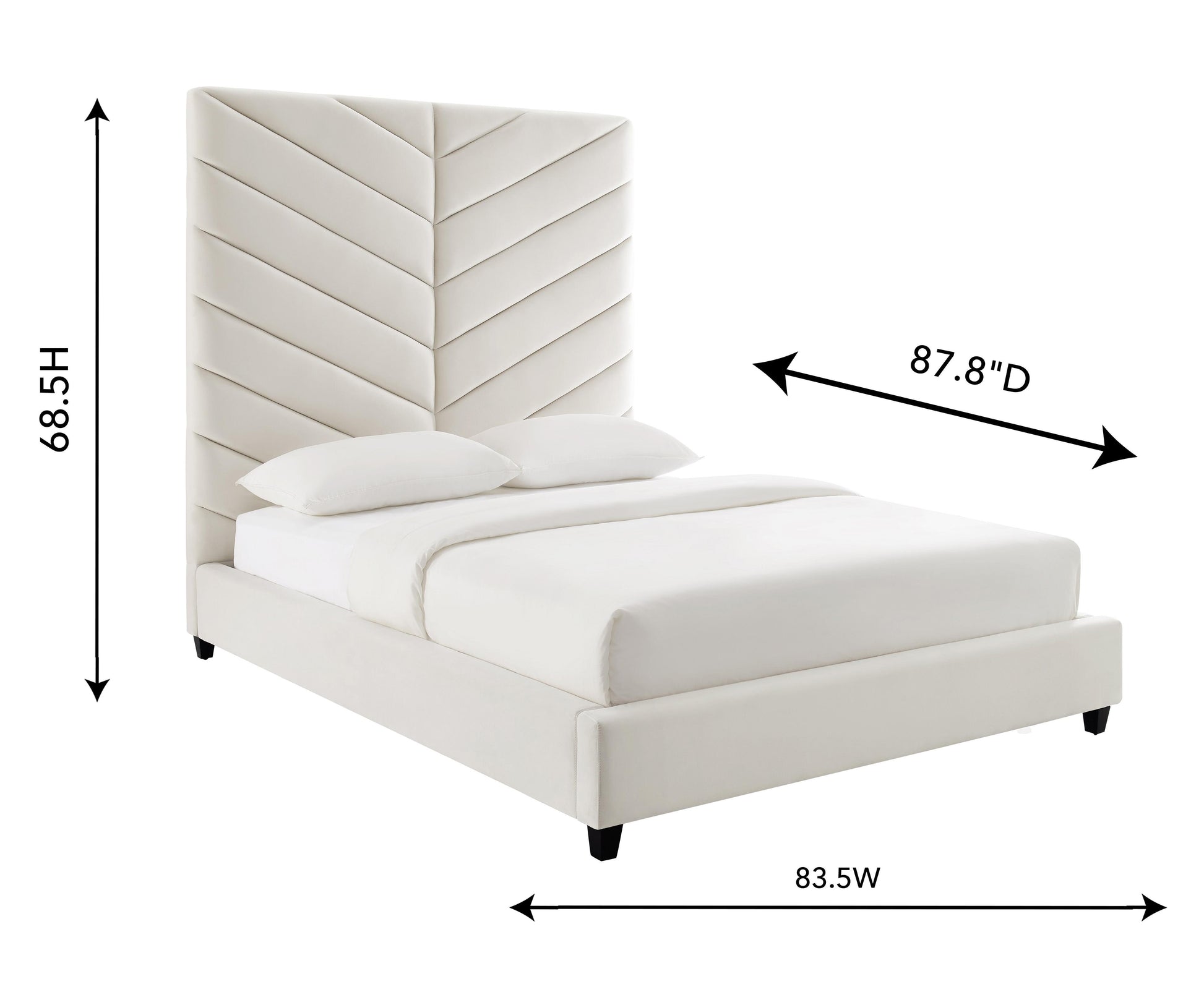 Tov Furniture Javan Cream Velvet King Bed
