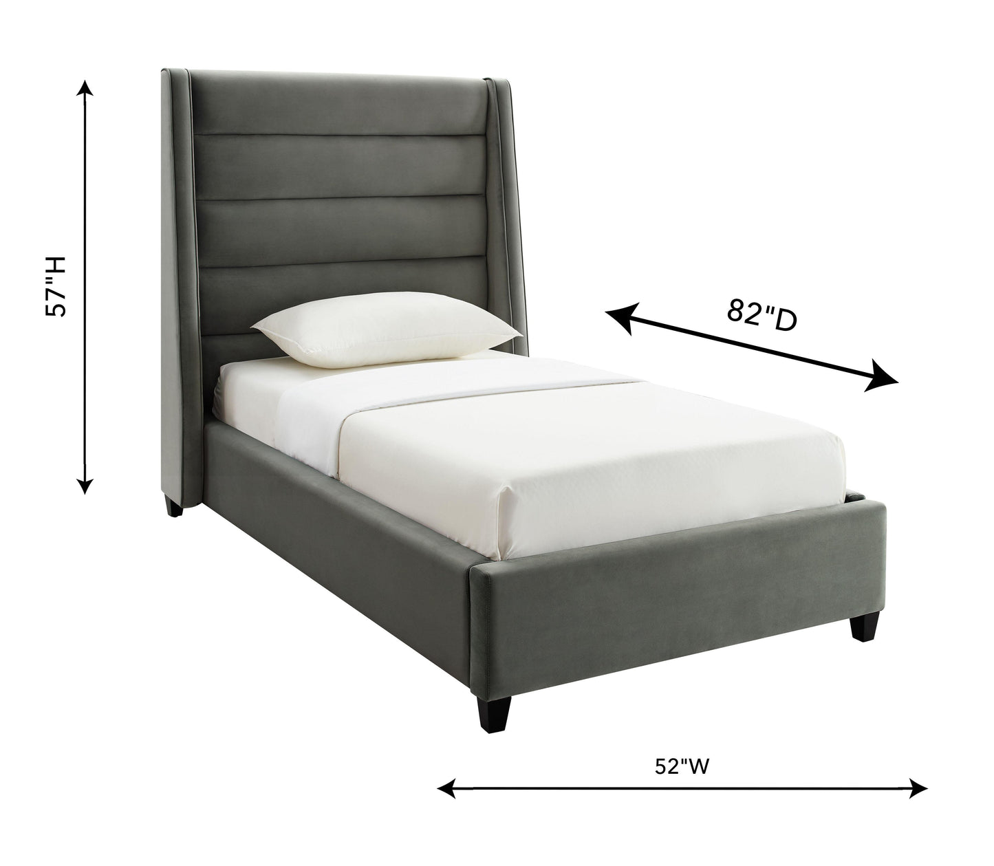 Tov Furniture Koah Grey Velvet Twin Bed