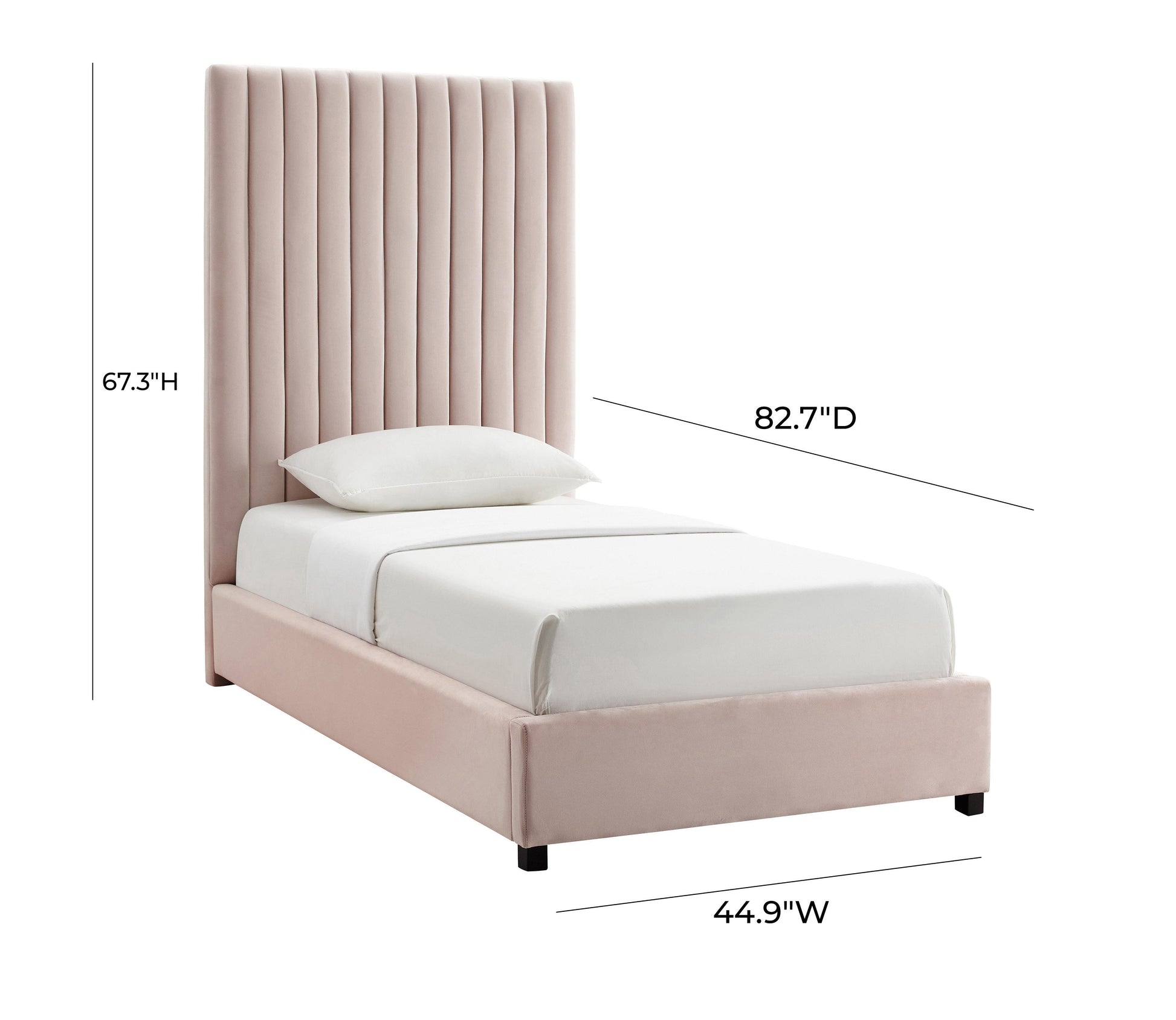 Tov Furniture Arabelle Blush Velvet Twin Bed