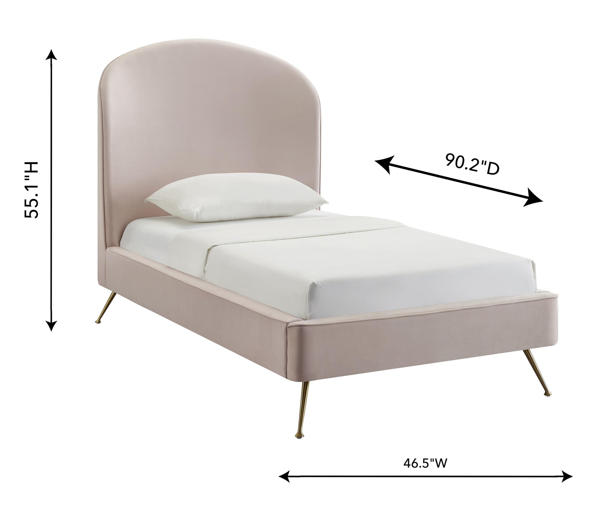 Tov Furniture Vivi Blush Velvet Bed Twin