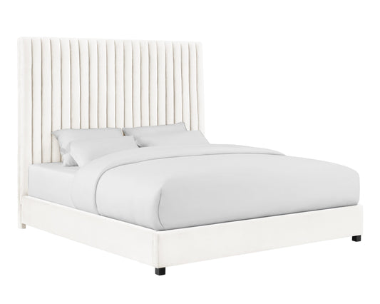 Tov Furniture Arabelle White Velvet Bed King