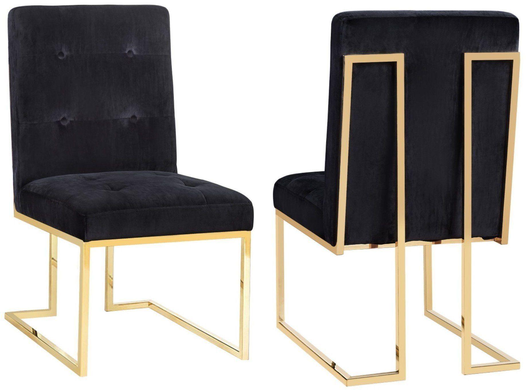 Tov Furniture Akiko Black Velvet Chair Set of 2