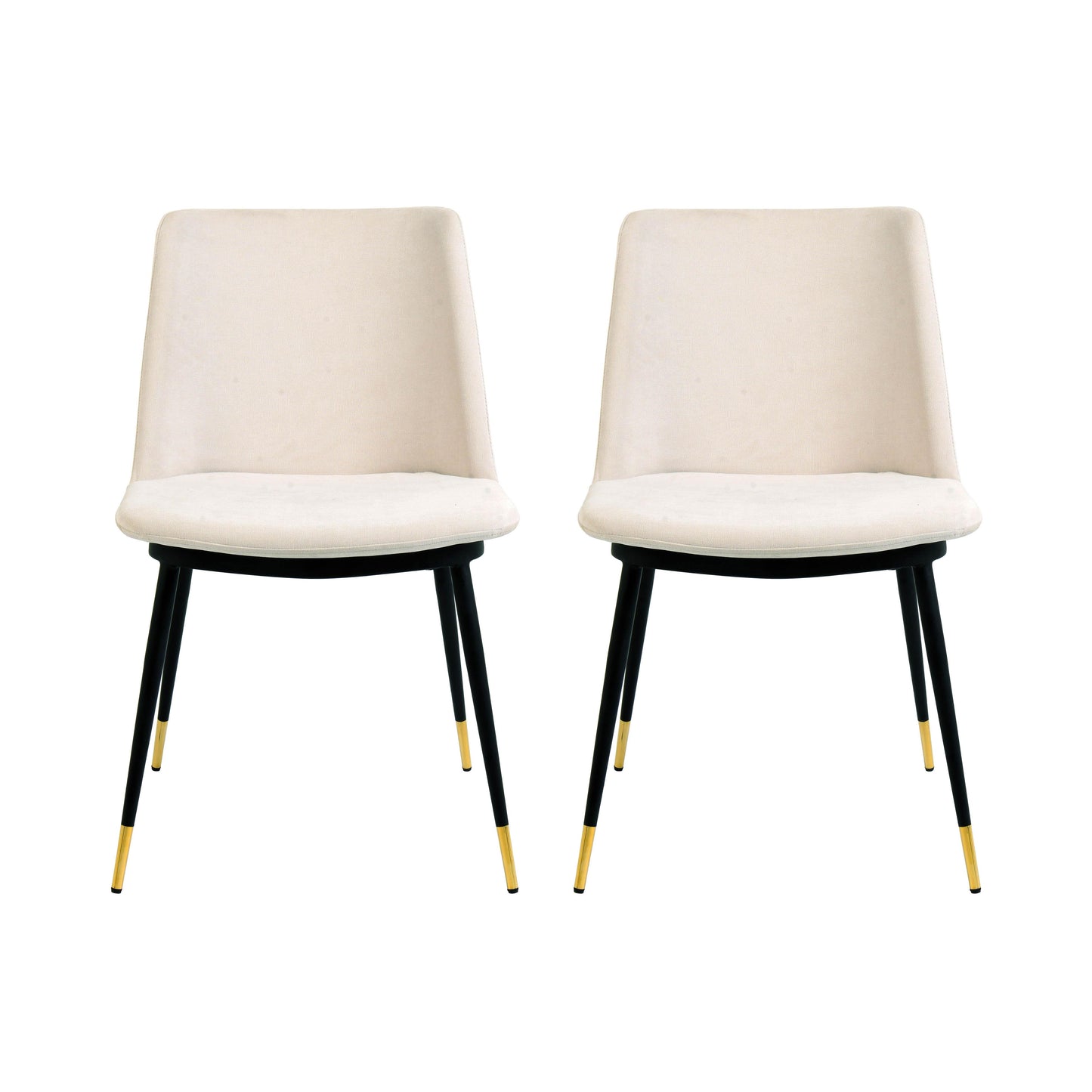 Tov Furniture Evora Cream Velvet Chair Gold Legs Set of 2