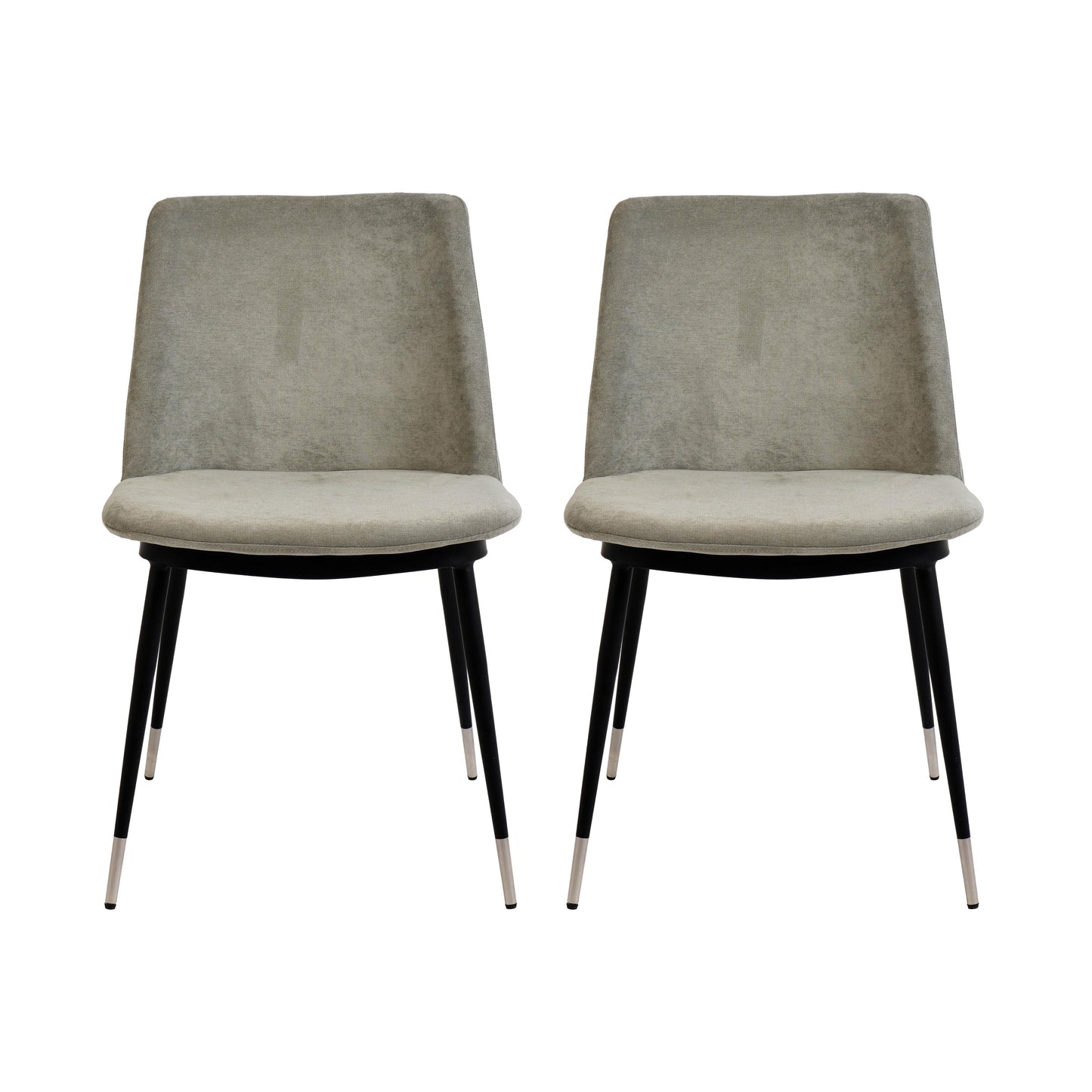 Tov Furniture Evora Grey Velvet Chair Silver Legs Set of 2