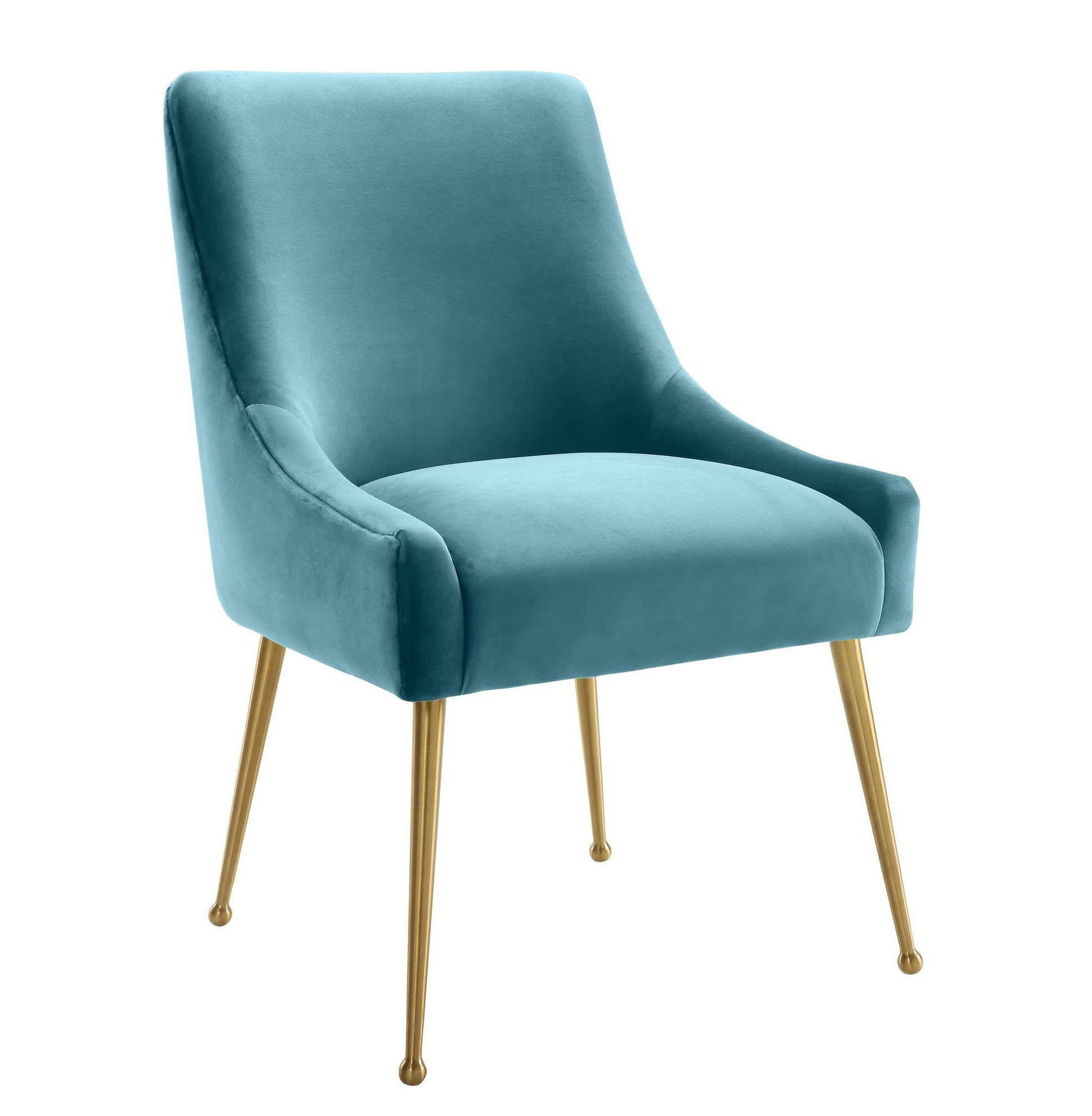 Tov Furniture Beatrix Sea Blue Velvet Side Chair