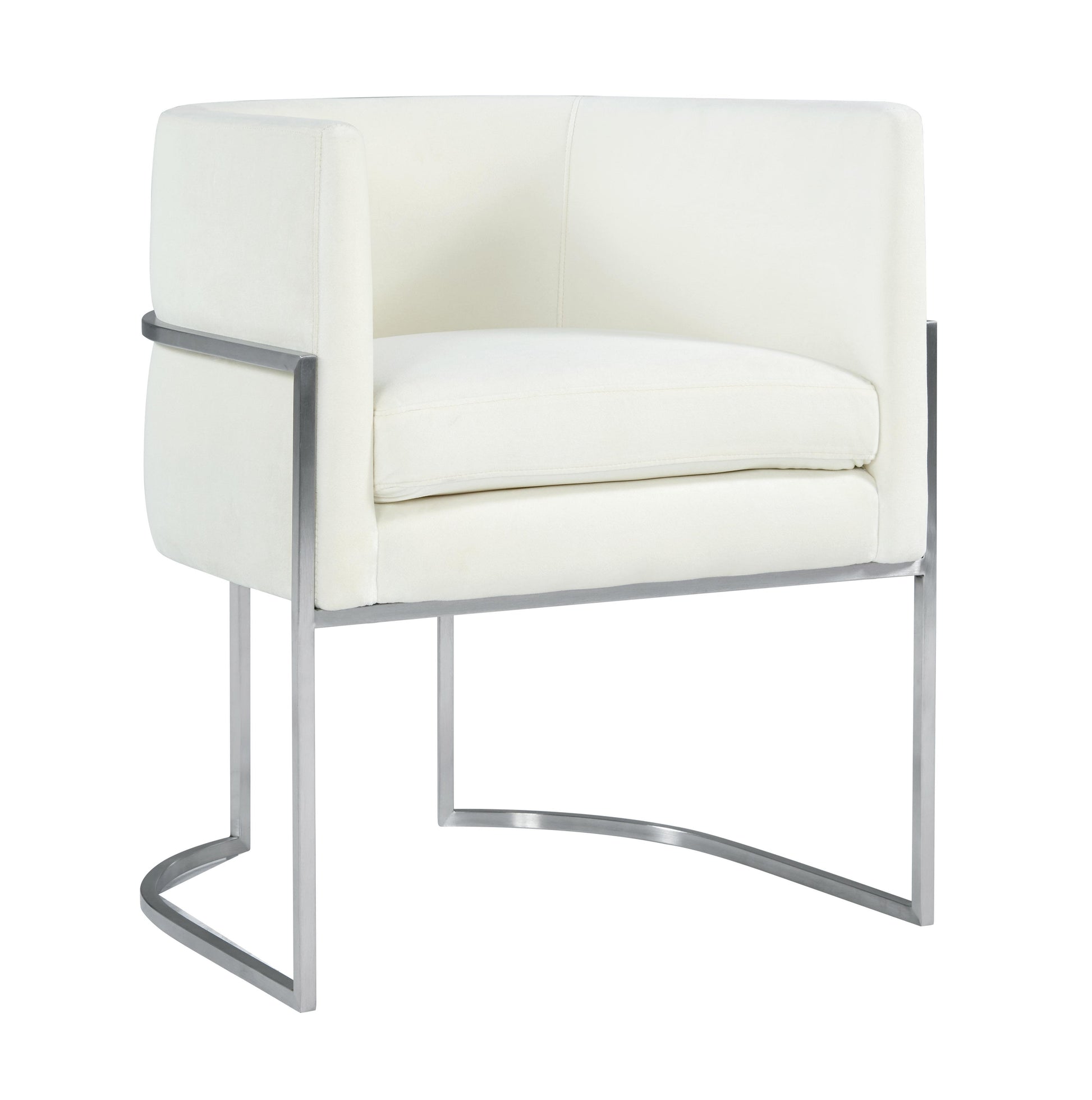 Tov Furniture Giselle Cream Velvet Dining Chair Silver Leg