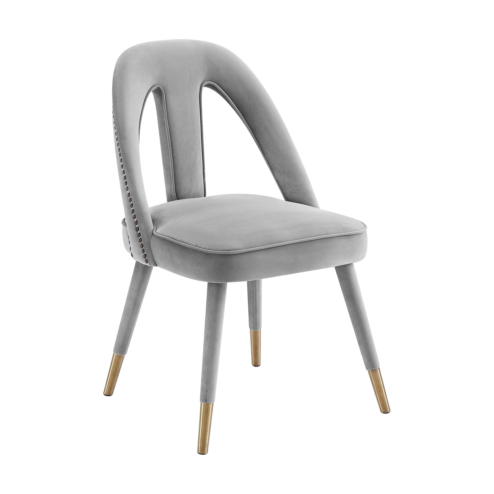 Tov Furniture Petra Light Grey Velvet Side Chair