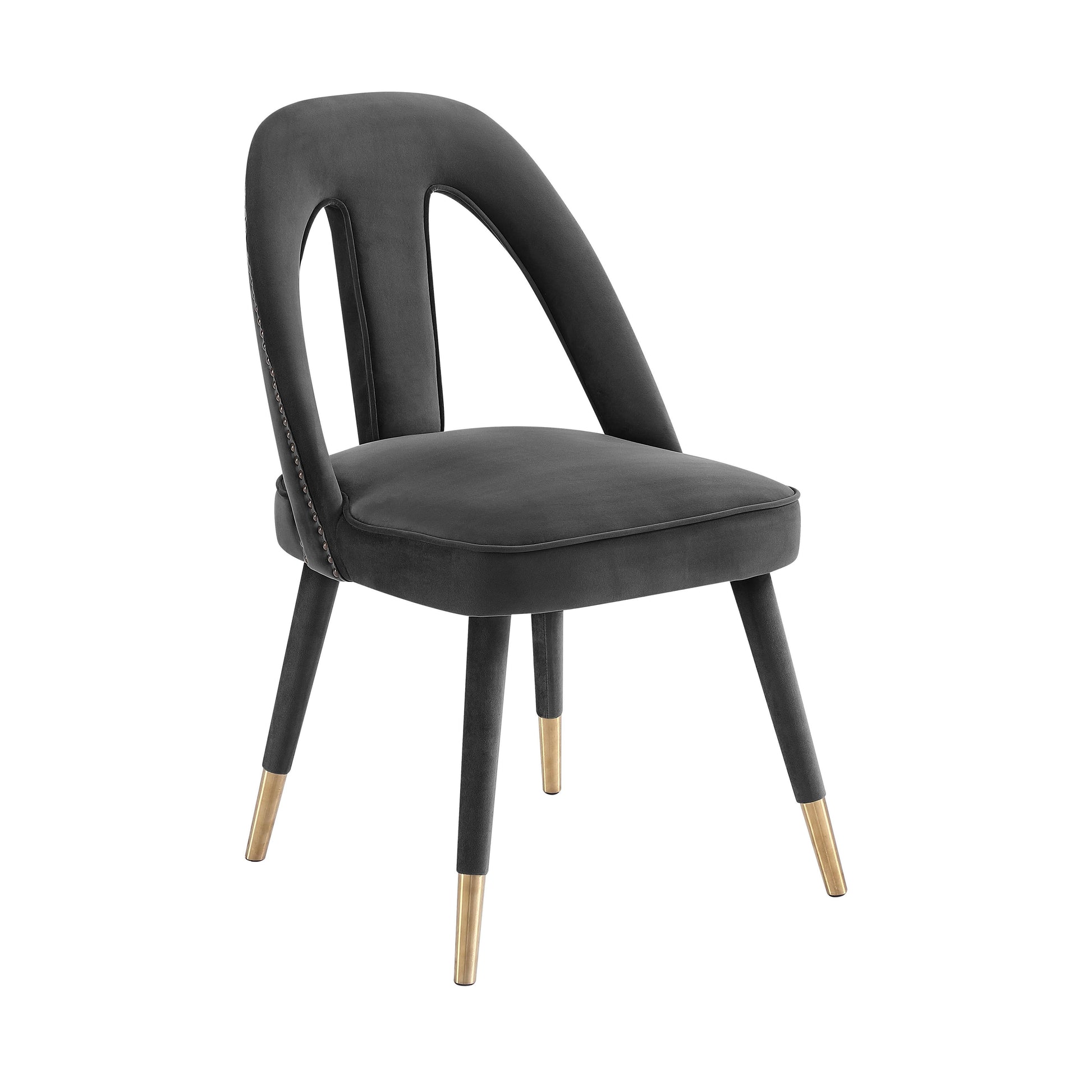 Tov Furniture Petra Dark Grey Velvet Side Chair
