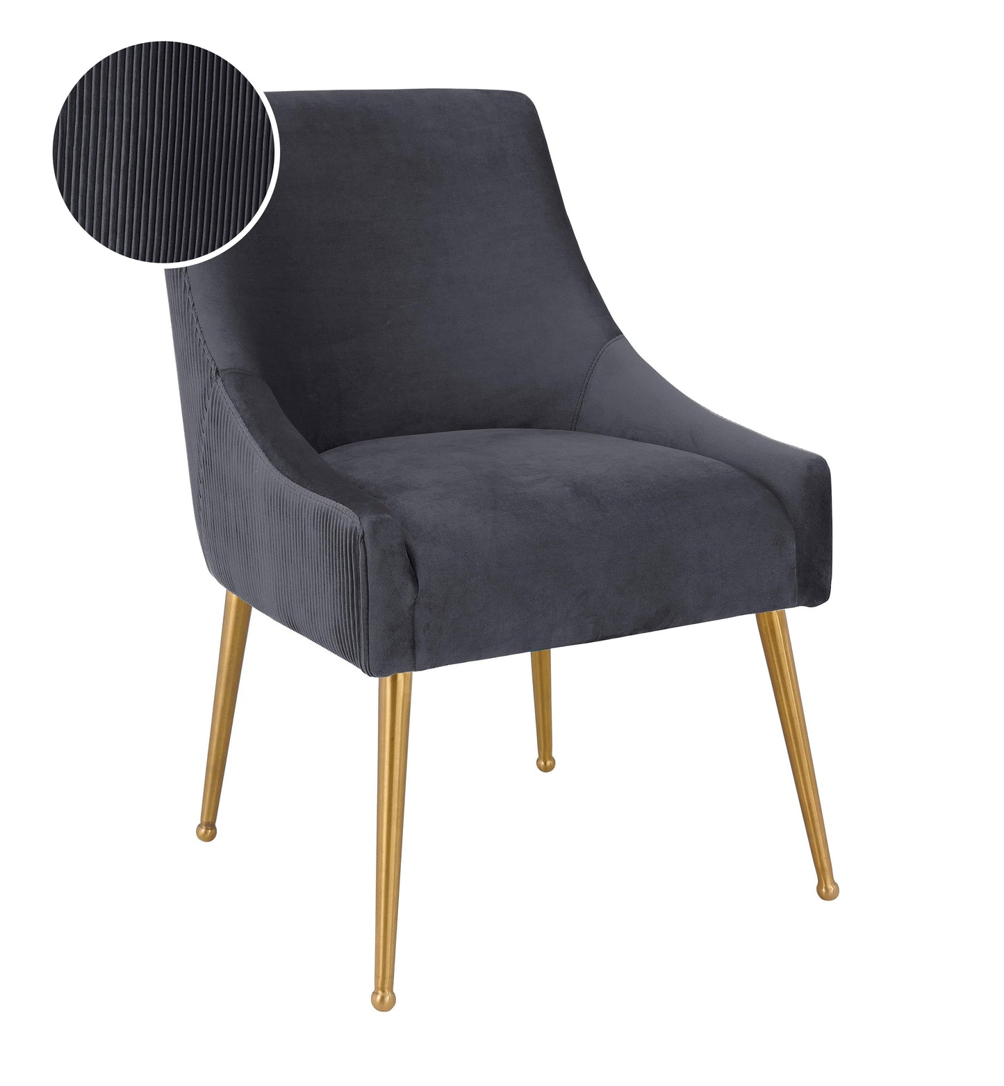 Tov Furniture Beatrix Pleated Grey Velvet Side Chair