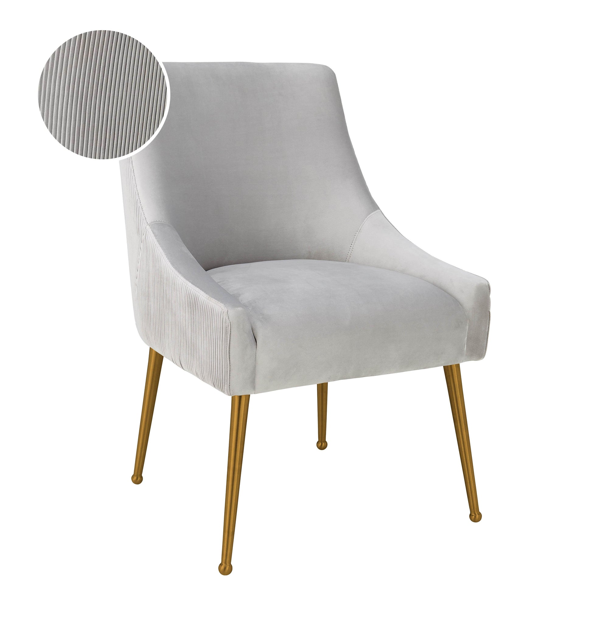 Tov Furniture Beatrix Pleated Light Grey Velvet Side Chair