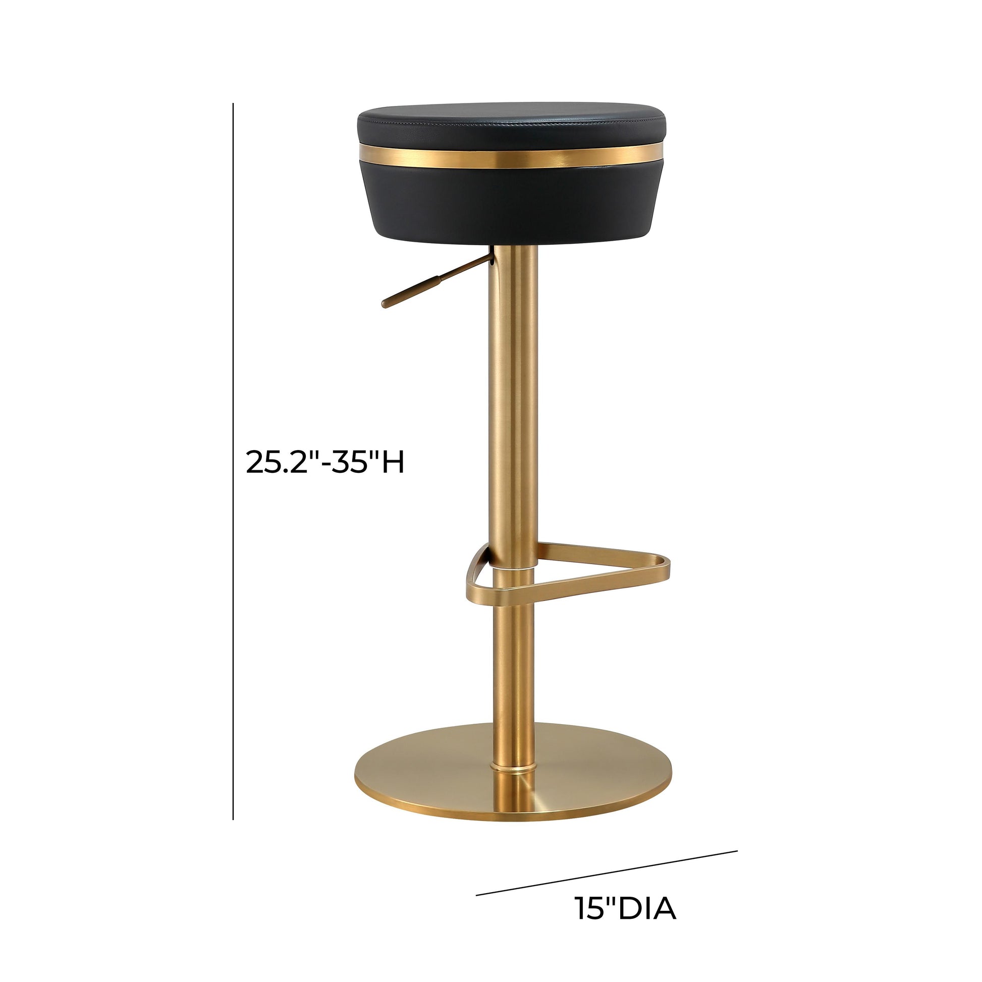 Tov Furniture Astro Black and Gold Adjustable Stool