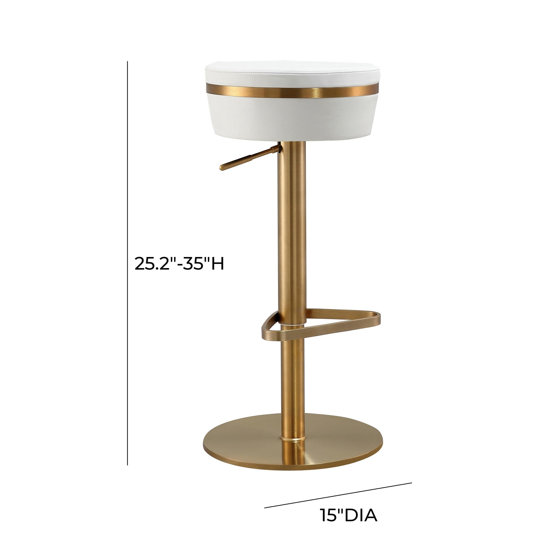 Tov Furniture Astro White and Gold Adjustable Stool
